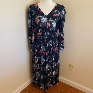 NEW Banana Republic Navy Floral Midi Dress Large